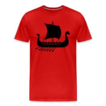 wikinger schiff - Männer Premium Bio T-Shirt - Rot - Vorne - Damien (186cm)