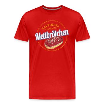 Mettbrötchen Onion Vintage Hackepeter Buns - Men's Premium Organic T-Shirt - red - Front - Damien (186cm)
