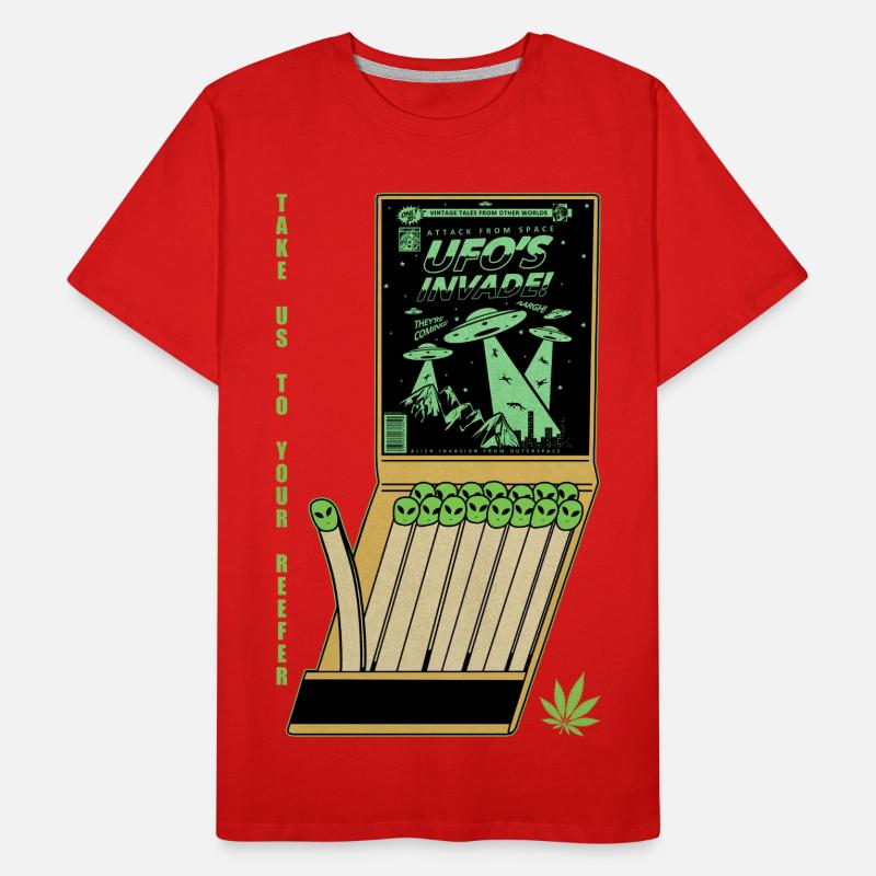 UFO Invasion Vintage Poster Design Männer Premium Bio T-Shirt