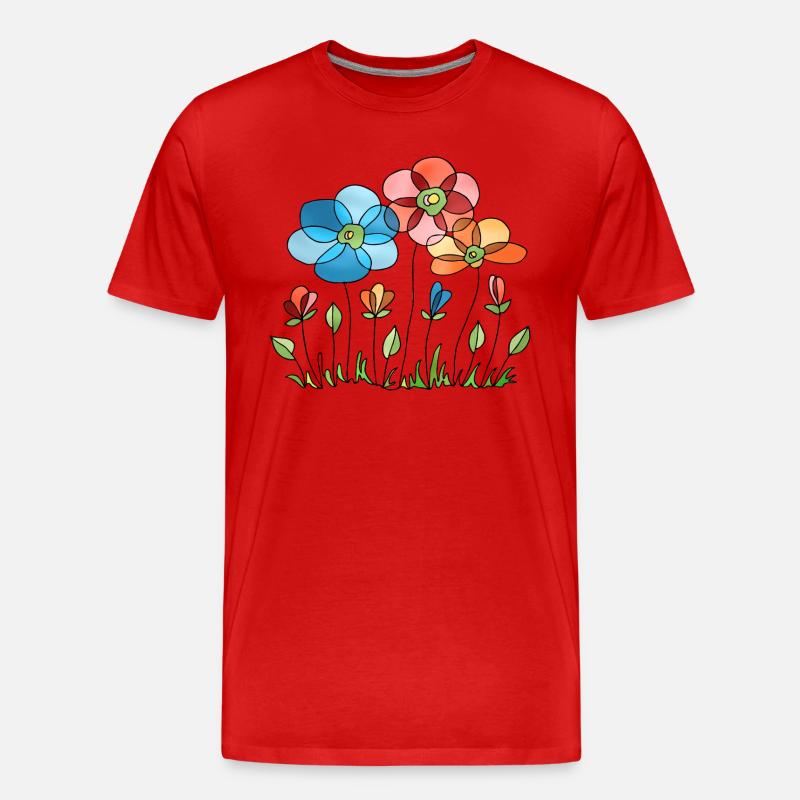 Blumen - Männer Premium Bio T-Shirt - Rot