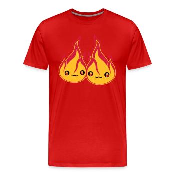2 freunde team paar liebe paerchen verliebt gesich - Männer Premium Bio T-Shirt - Rot - Vorne - Damien (186cm)