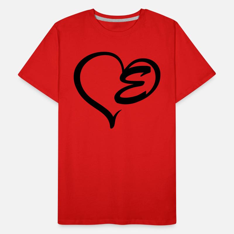 Herz Buchstabe E Männer Premium Bio T-Shirt