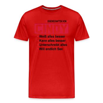 cindy - Männer Premium Bio T-Shirt - Rot - Vorne - Damien (186cm)