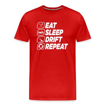 MANGER SOMMEIL DÉRIVE RÉPÉTER - T-shirt bio Premium Homme - rouge - Devant - Damien (186cm)