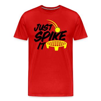Farbe änderbar | Roundnet Spikeball Fun - Männer Premium Bio T-Shirt - Rot - Vorne - Damien (186cm)