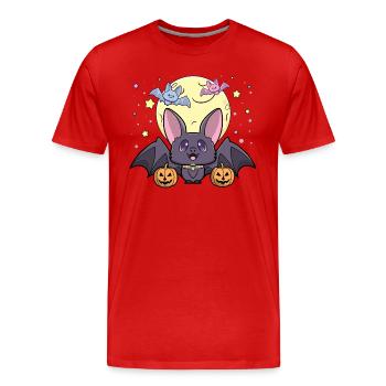 Mignon kawaii pastel goth chauve-souris halloween citrouilles amusant - T-shirt bio Premium Homme - rouge - Devant - Damien (186cm)