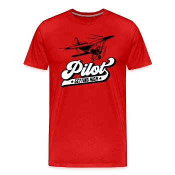 Fliegen Flieger Pilot Pilotin | Farben änderbar - Männer Premium Bio T-Shirt - Rot - Vorne - Damien (186cm)