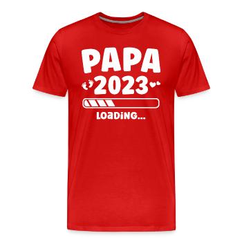 Papa 2023 Schwangerschaft verkünden Geschenk - Männer Premium Bio T-Shirt - Rot - Vorne - Damien (186cm)