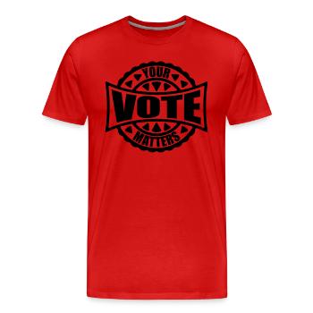 votre vote compte citation - T-shirt bio Premium Homme - rouge - Devant - Damien (186cm)