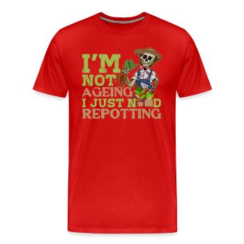 Halloween Skellet Garten Gärtner Blumen Spruch - Männer Premium Bio T-Shirt - Rot - Vorne - Damien (186cm)