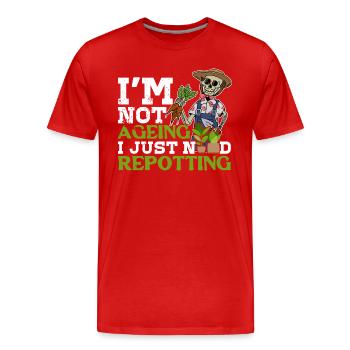 Halloween Skellet Garten Gärtner Blumen Spruch - Männer Premium Bio T-Shirt - Rot - Vorne - Damien (186cm)