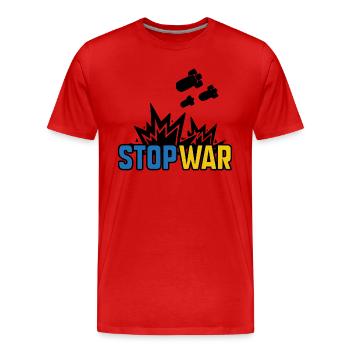 Stop War - Men's Premium Organic T-Shirt - red - Front - Damien (186cm)
