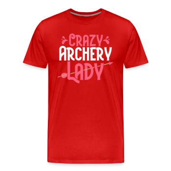 Crazy Archery Lady Bow & Arrows Target Archer - Männer Premium Bio T-Shirt - Rot - Vorne - Damien (186cm)