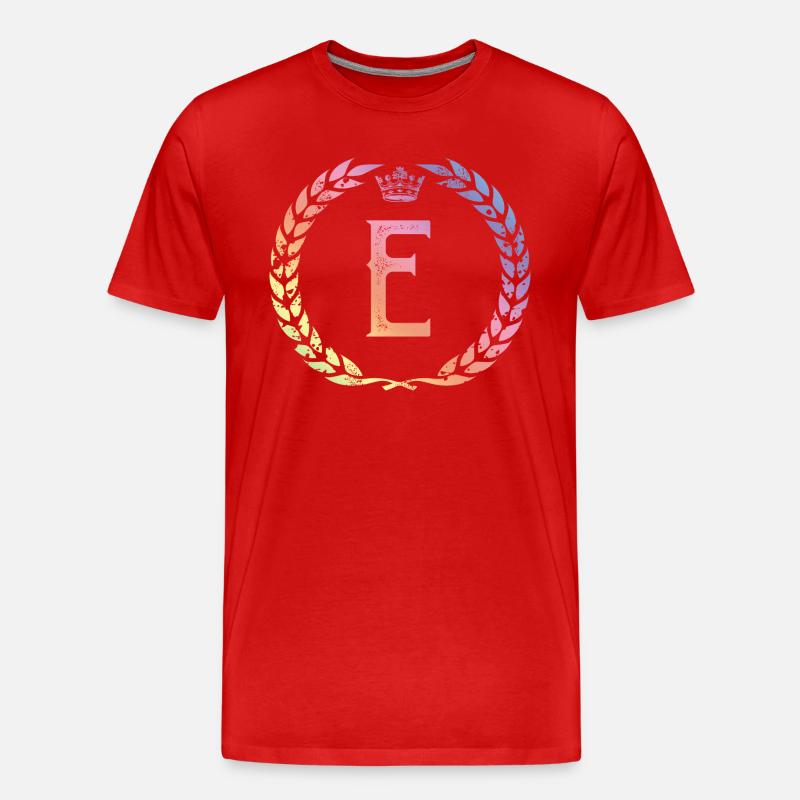 E Buchstabe Kranz - Männer Premium Bio T-Shirt - Rot