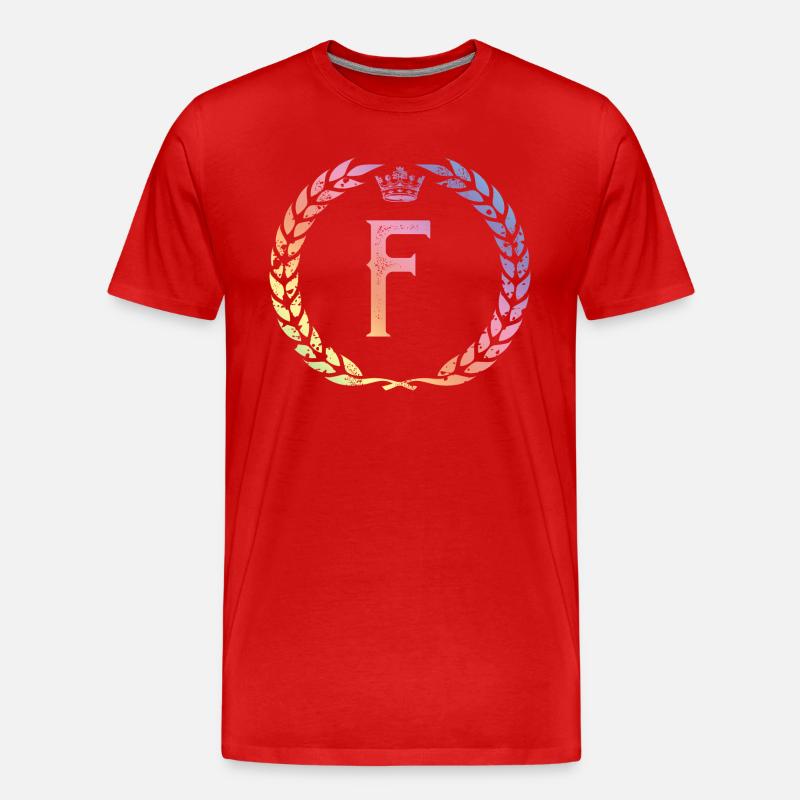 F Buchstabe Kranz - Männer Premium Bio T-Shirt - Rot