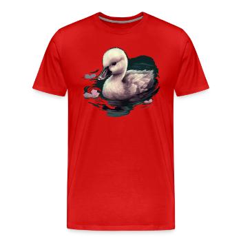 Baby Swan Bird Chick - Men's Premium Organic T-Shirt - red - Front - Damien (186cm)