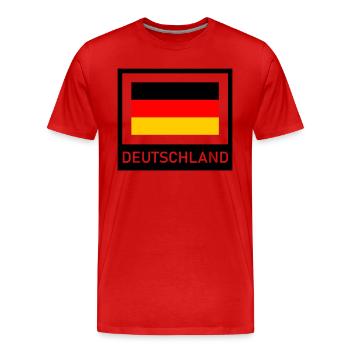 Deutschland Flagge mit Schriftzug - Männer Premium Bio T-Shirt - Rot - Vorne - Damien (186cm)