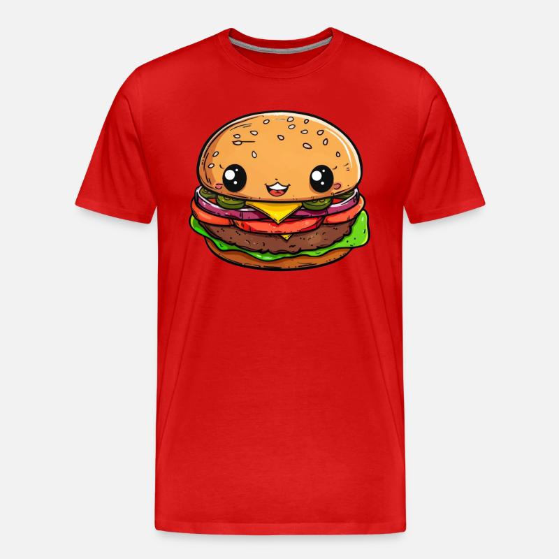 Lustiger Burger Comic - Männer Premium Bio T-Shirt - Rot