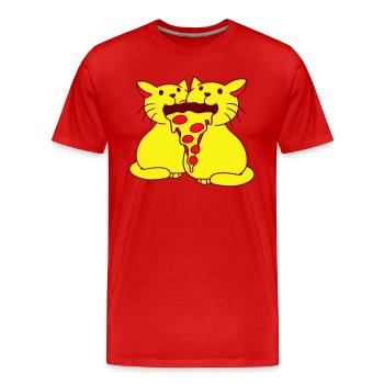 2 Chats Nourriture Salami Pizza Restauration rapide Hunger Team - T-shirt bio Premium Homme - rouge - Devant - Damien (186cm)