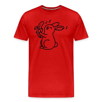 singing bunny with banana - Men's Premium Organic T-Shirt - red - Front - Damien (186cm)