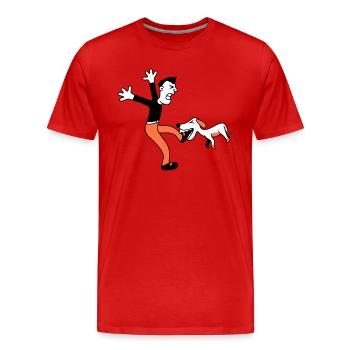 Dog Bites Man Foot Pain Attack - Men's Premium Organic T-Shirt - red - Front - Damien (186cm)