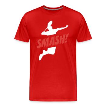 Smash Badminton - Men's Premium Organic T-Shirt - red - Front - Damien (186cm)