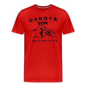 Papa Sohn beste Freunde fürs Leben - Männer Premium Bio T-Shirt - Rot - Vorne - Damien (186cm)