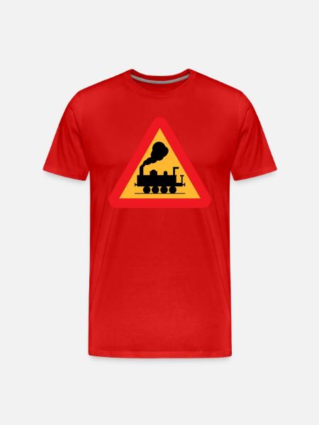 Train Warning Sign - Men's Premium Organic T-Shirt - red