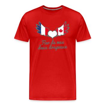Binationalités France Canada FrancoCanadien - T-shirt bio Premium Homme - rouge - Devant - Damien (186cm)