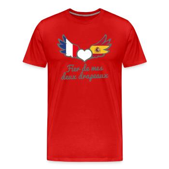 Binationalités France Espagne FrancoEspagnol - T-shirt bio Premium Homme - rouge - Devant - Damien (186cm)