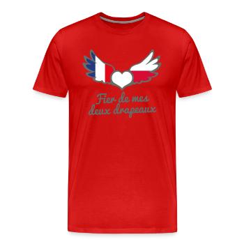 Binationalités France Pologne Francopolonais - T-shirt bio Premium Homme - rouge - Devant - Damien (186cm)
