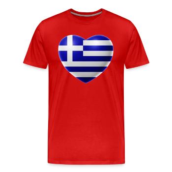 Heart (Greece / Ellas) - Men's Premium Organic T-Shirt - red - Front - Damien (186cm)