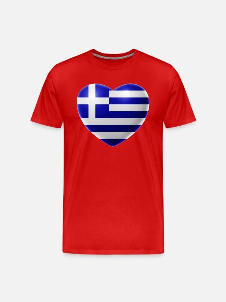 Heart (Greece / Ellas) - Men's Premium Organic T-Shirt - red