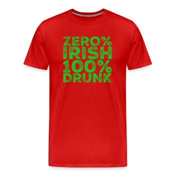 Zero% Irish, 100% drunk - Men's Premium Organic T-Shirt - red - Front - Damien (186cm)