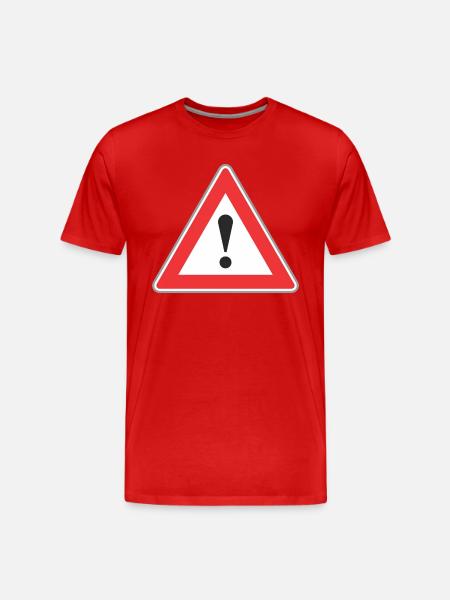 Road Sign exclamation point - Men's Premium Organic T-Shirt - red