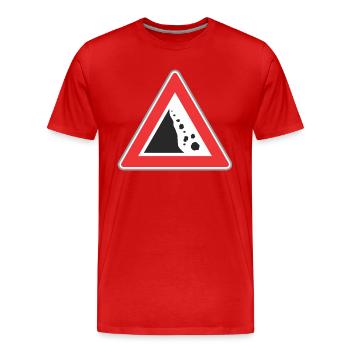 Road sign Stone fall - Men's Premium Organic T-Shirt - red - Front - Damien (186cm)