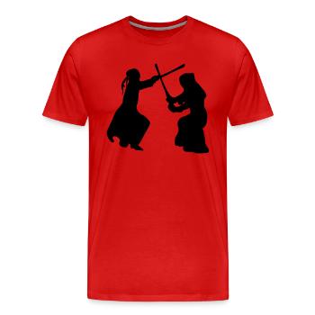 Kendo martial arts -3 - Men's Premium Organic T-Shirt - red - Front - Damien (186cm)