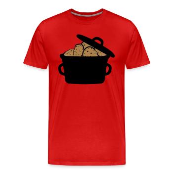 saucepan pot many heap design potato food - Men's Premium Organic T-Shirt - red - Front - Damien (186cm)