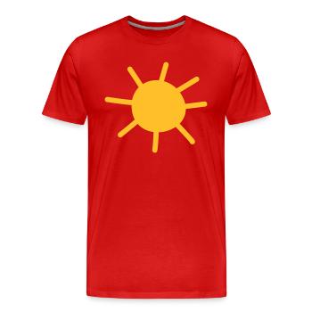 Sonne - Männer Premium Bio T-Shirt - Rot - Vorne - Damien (186cm)