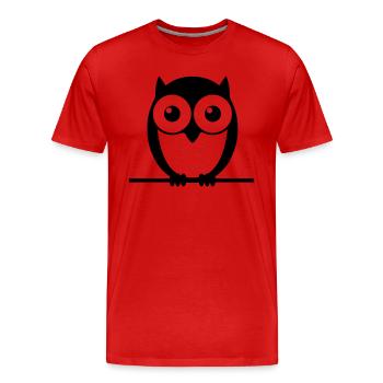 Eule - Männer Premium Bio T-Shirt - Rot - Vorne - Damien (186cm)