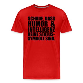 Intelligenz Statussysmbol - Männer Premium Bio T-Shirt - Rot - Vorne - Damien (186cm)