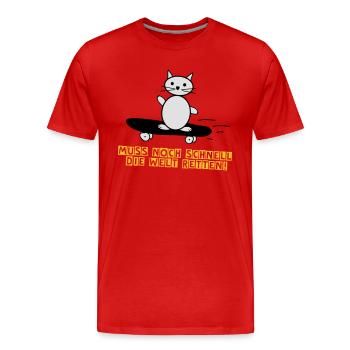 Die Welt retten Kätzchen Lustige Sprüche - Männer Premium Bio T-Shirt - Rot - Vorne - Damien (186cm)