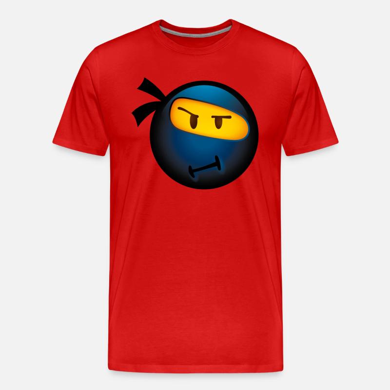 Smiley Glossy Ninja - Männer Premium Bio T-Shirt - Rot