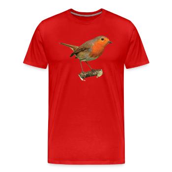 Rotkehlchen1 Robin - Männer Premium Bio T-Shirt - Rot - Vorne - Damien (186cm)
