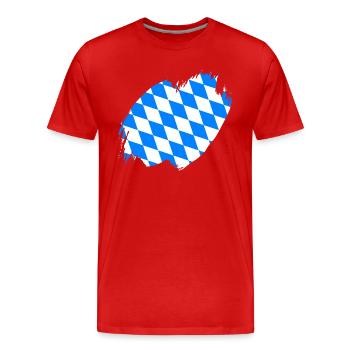 Drapeau bavarois d’occasion Look Drapeau bavarois Vintage - T-shirt bio Premium Homme - rouge - Devant - Damien (186cm)