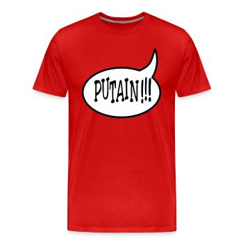 Putain !!! - T-shirt bio Premium Homme - rouge - Devant - Damien (186cm)