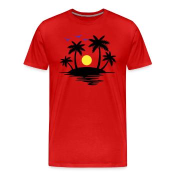 Paradise Island - Men's Premium Organic T-Shirt - red - Front - Damien (186cm)