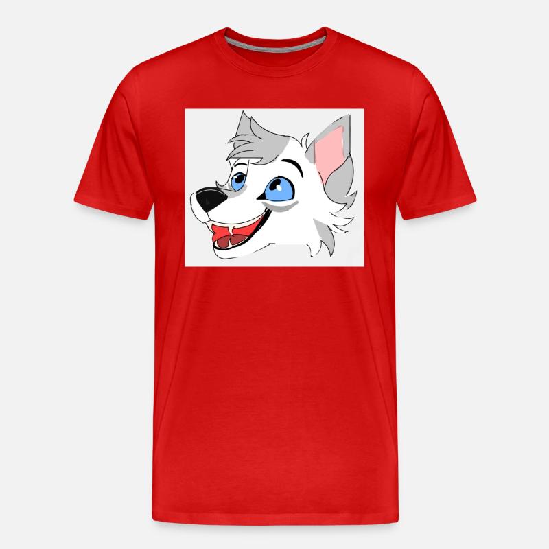 Lächelnder Wolf - Männer Premium Bio T-Shirt - Rot