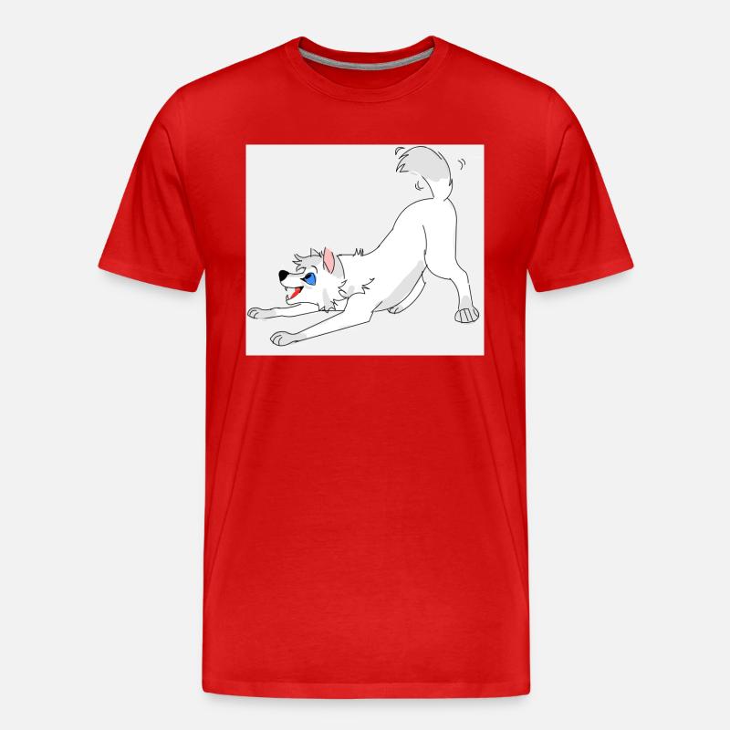 Freuender Wolf - Männer Premium Bio T-Shirt - Rot