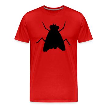 Silhouette Small House Fly Insect - Men's Premium Organic T-Shirt - red - Front - Damien (186cm)